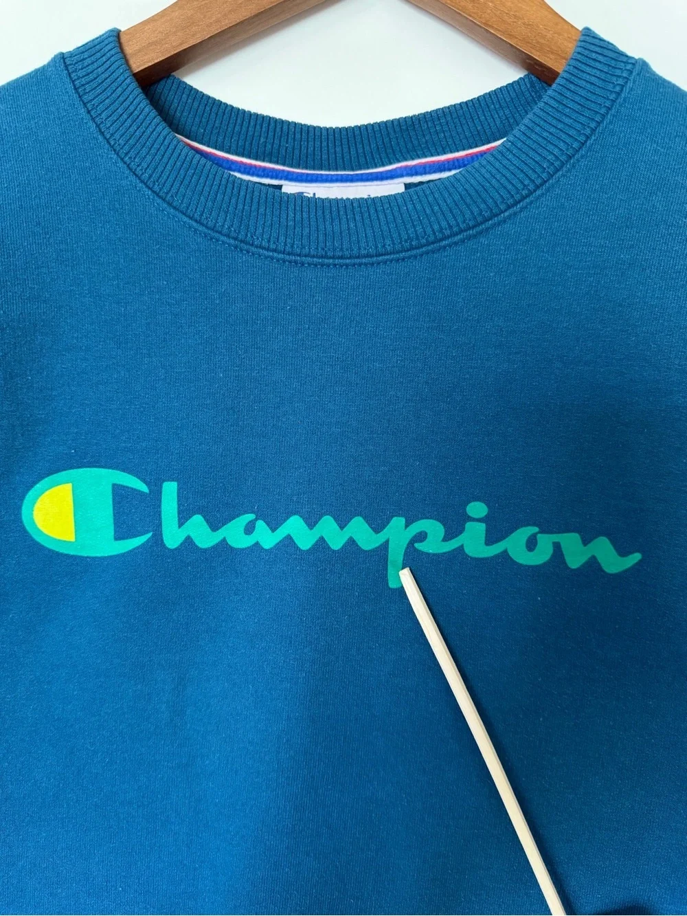 Champion Fleece Crewneck Sweatshirt Teal SZ M Unisex 🚩